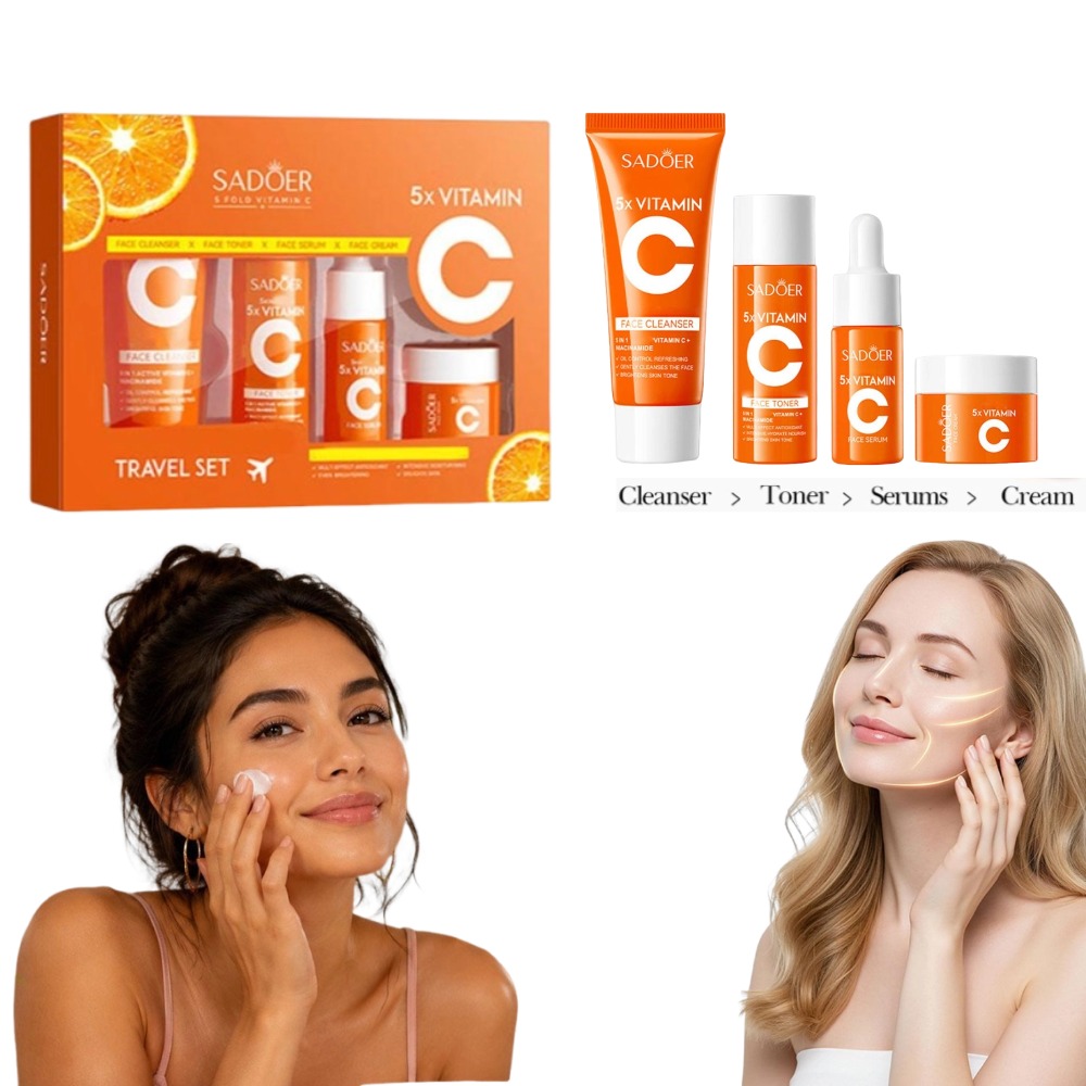 Vitamin C Serum - SADOER 4PCS Crema Facial Hidratante Reafirmante