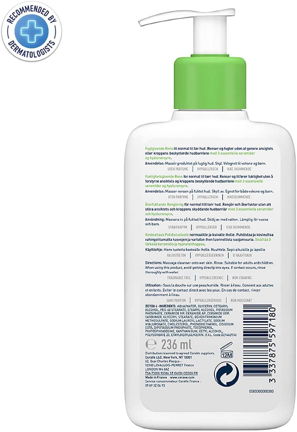Limpiador hidratante CeraVe, 2 - Cleanser Face reseña y precio